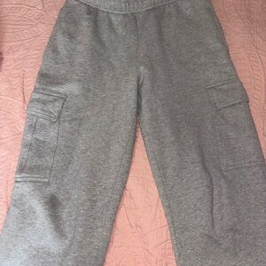 Aritzia Gray Relaxed Fit Cargo Joggers with Elastic Waistband